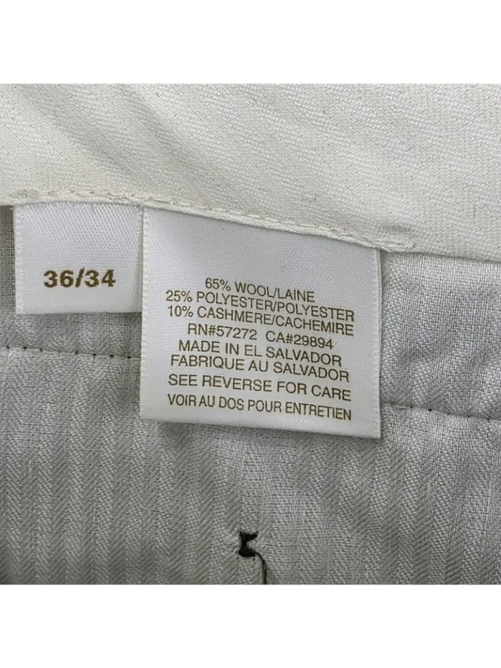 Perry Ellis Tuscany Barolo Pants Mens 36x34 Gray Wool Cashmere Dress NWT